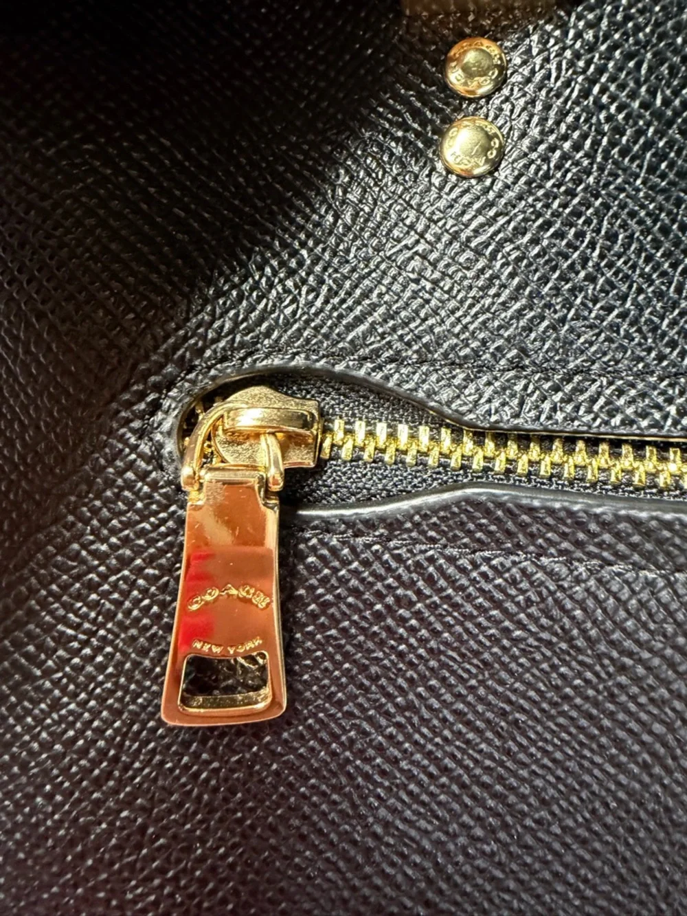 Coach Katy Satchel Black Crossgrain Leather Gold Zip Top Handle Bag NWOT